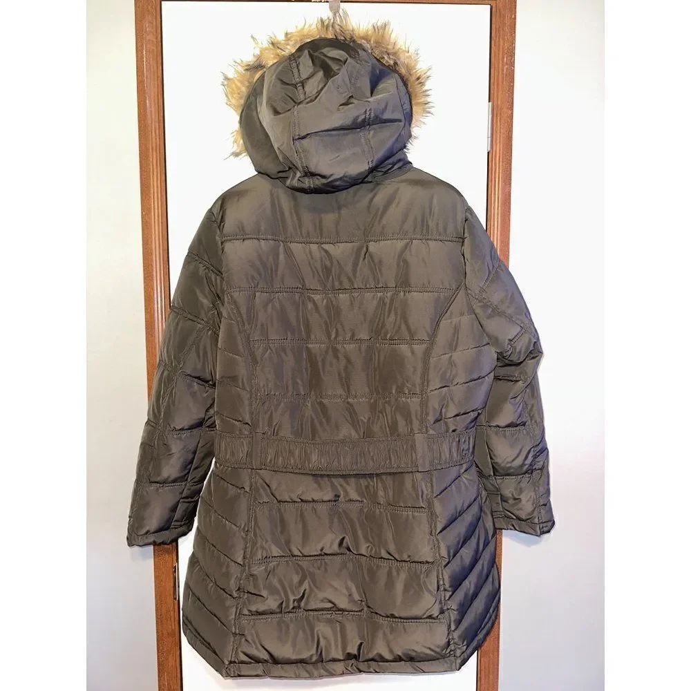 Rocawear Women's Plus Double-Zip Belted Hooded Puffer‎ Jacket Size 1X
